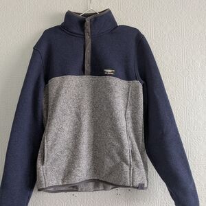 L.L. Bean Men's Zip-Up Sweater in Navy and Heather Gray